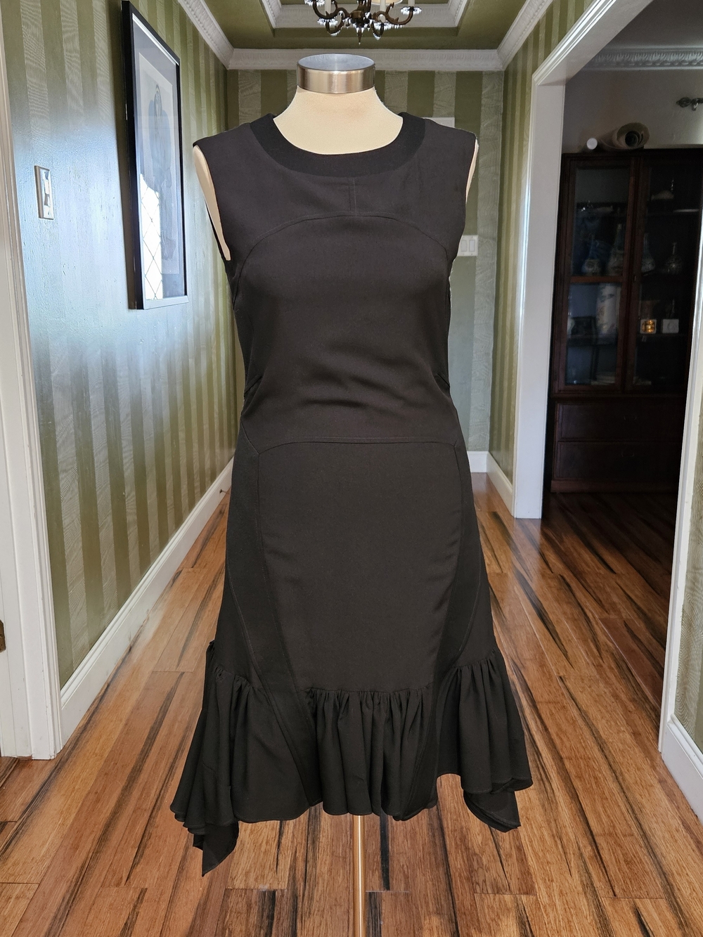 Altuzarra Black Sleeveless Ruffle-Hem Dress Size 4
